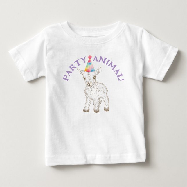 Party Animal Baby Shirt – Funny Goat Birthday Tee (Front)