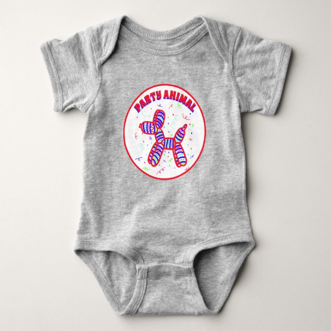 Party Animal Balloon Dog Baby Bodysuit (Front)