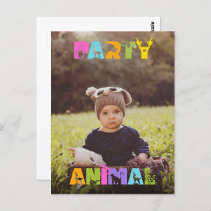 Party Animal Birthday Custom Photo Thank You Note Postcard