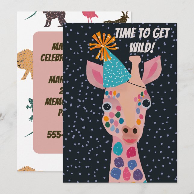 Party Animal Birthday Invitation (Front/Back)