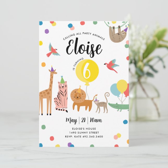 Party Animal Birthday Invitation (Standing Front)