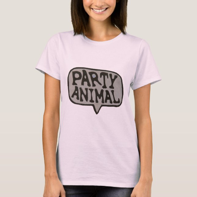 Party Animal Cartoon Bubble Pink T-shirt (Front)