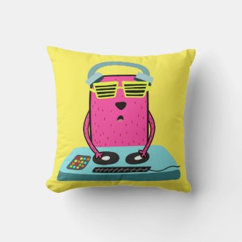 Party Animal Cool Dj Dog Throw Pillow by Crosier at Zazzle