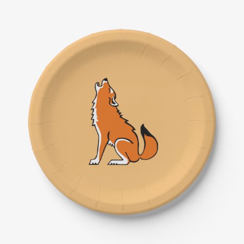Party animal Cool Red WOLF _ Conservation _Orange Paper Plates
