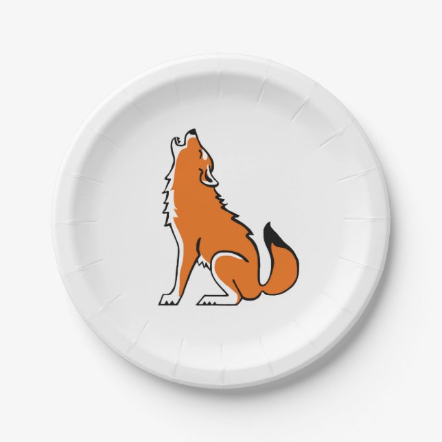 Party animal! Cool Red WOLF -Endangered animal- Paper Plates (Front)
