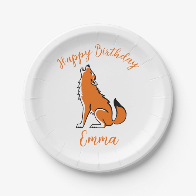 Party animal! Cool Red WOLF - Wild animals Paper Plates (Front)