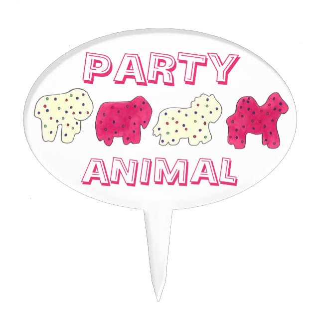 PARTY ANIMAL Crackers Cookies Circus Zoo Birthday Cake Topper (Front)