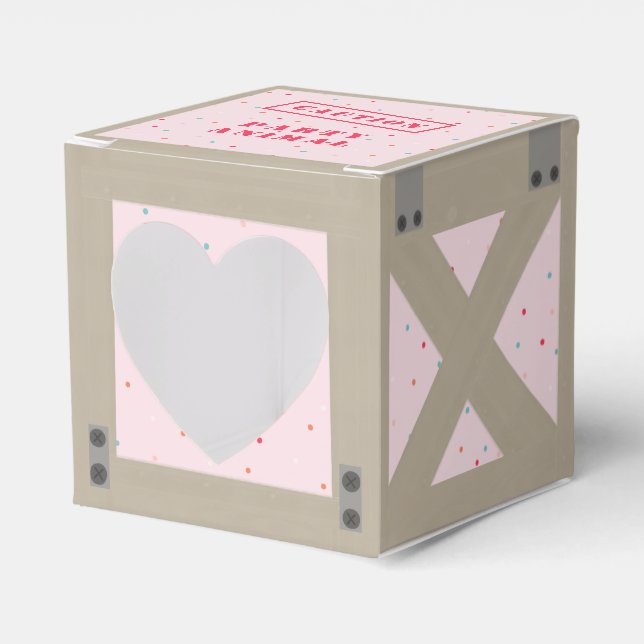 Party Animal Crate Girls Birthday Favor Boxes (Front Side)