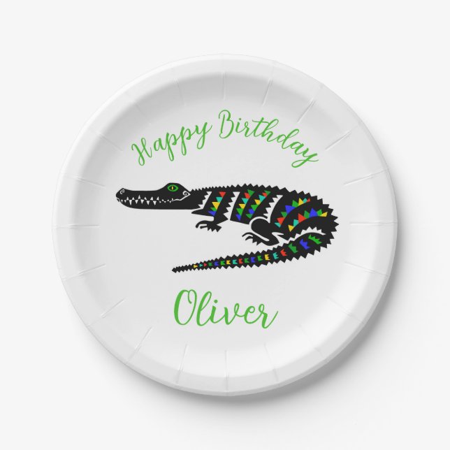 Party animal! CROCODILE - Happy birthday - Party Paper Plates (Front)