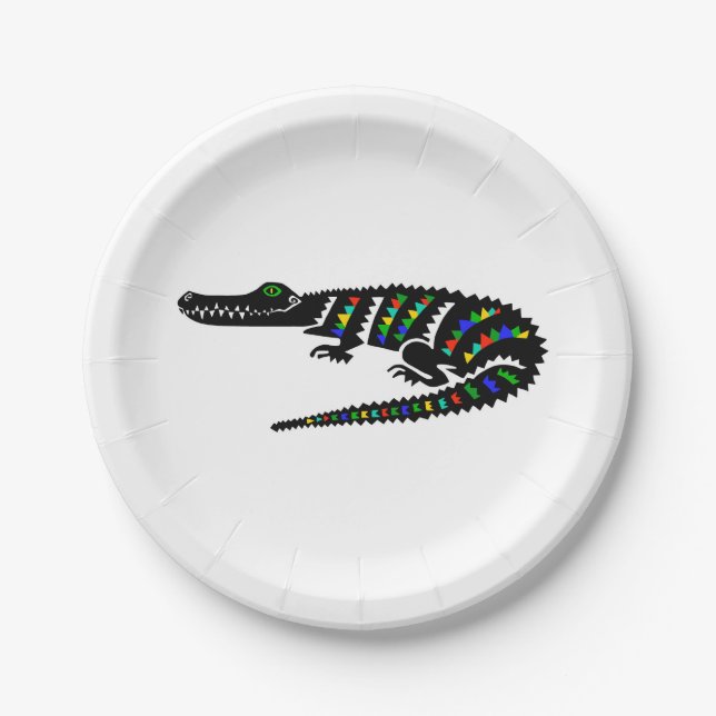 Party animal! CROCODILE -Wildlife - Nature - Party Paper Plates (Front)