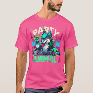 Party Animal Dj Edm Music Wolf Fox Fursona Furry F T-Shirt