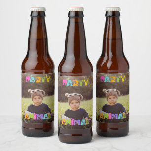 Party Animal Fun Custom Photo Beer Bottle Label