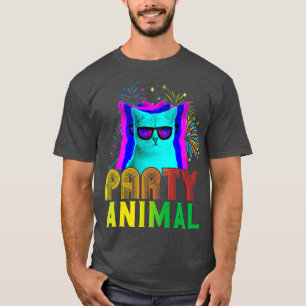 Party Animal Funny Party Cat Colorful Graphic Desi T-Shirt