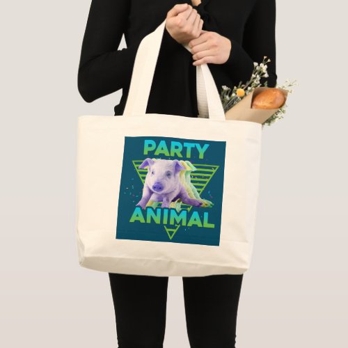 PARTY ANIMAL Funny Pig Lover Girls Boys Kids Large Tote Bag