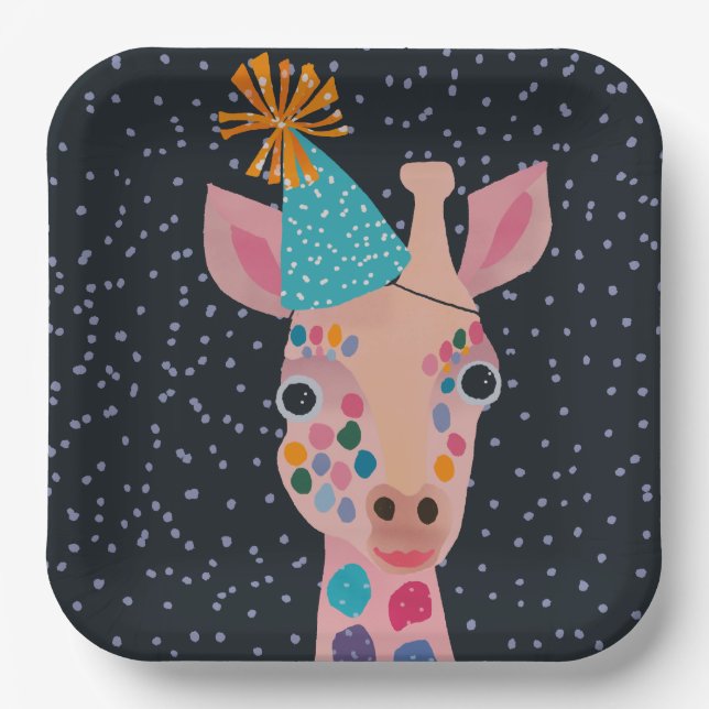 Party Animal Giraffe Paper Plates (Front)