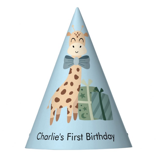 Party Animal Giraffe with Gifts, Birthday Hat (Front)