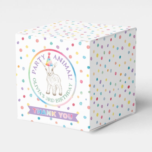 Party Animal Goat Birthday Favor Box for Kids (Front Side)