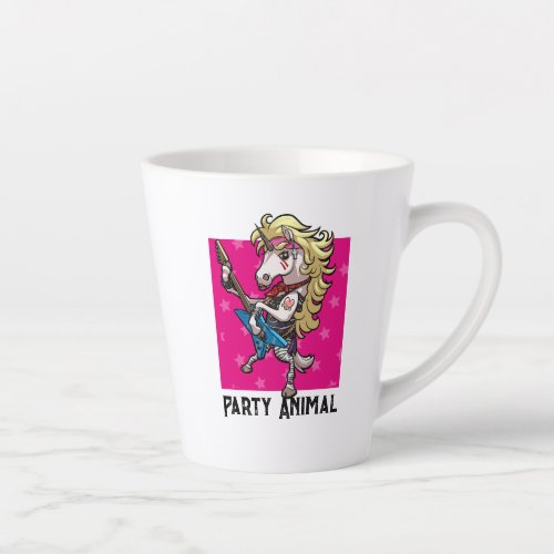 Party Animal Hair Metal Glam Rock Unicorn Cartoon  Latte Mug