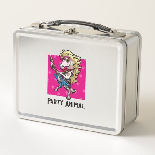 Party Animal Hair Metal Glam Rock Unicorn Cartoon  Metal Lunch Box