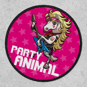 Party Animal Hair Metal Glam Rock Unicorn Cartoon Patch