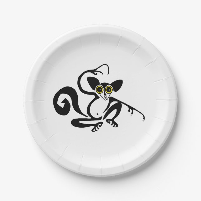 Party animal - Hand drawn AYE-AYE - Animal lover - Paper Plates (Front)