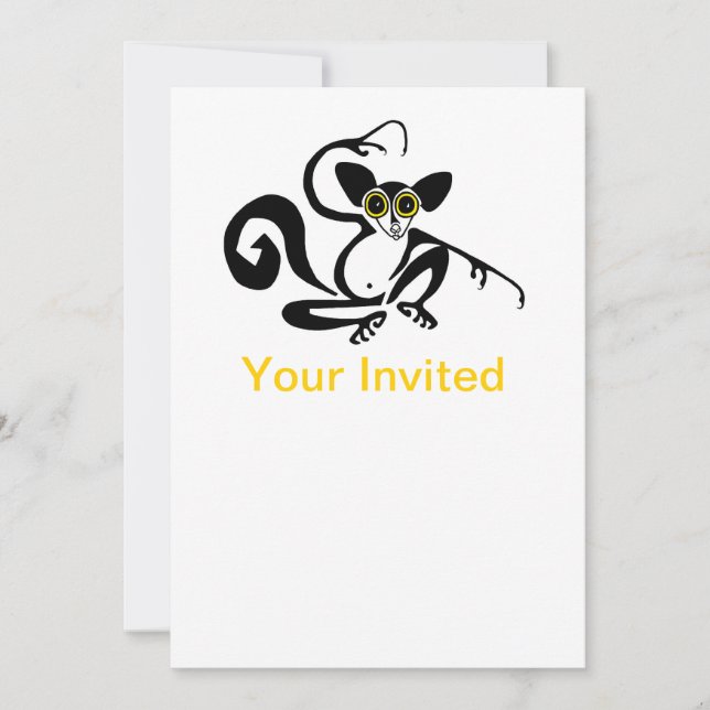 Party Animal!  Hand drawn AYE-AYE  -wildlife-  Invitation (Front)