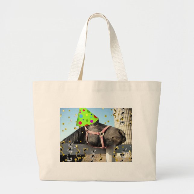 Party Animal Horse Large Tote Bag (Front)