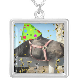 Party Animal Horse Silver Plated Necklace