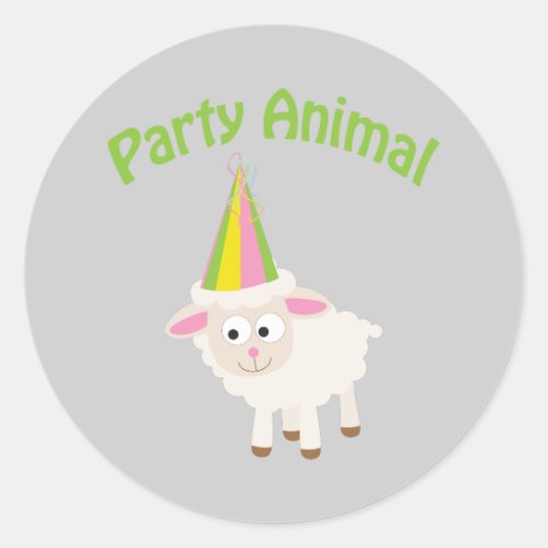 Party Animal Lamb Classic Round Sticker