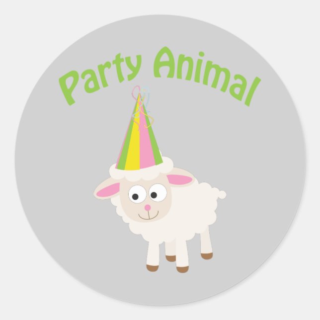 Party Animal Lamb Classic Round Sticker (Front)