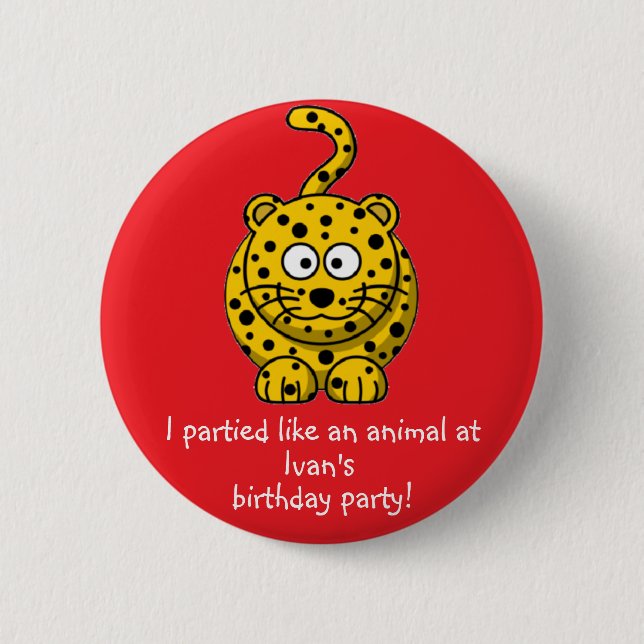 Party Animal Leopard Button Favors Party Souvenir (Front)