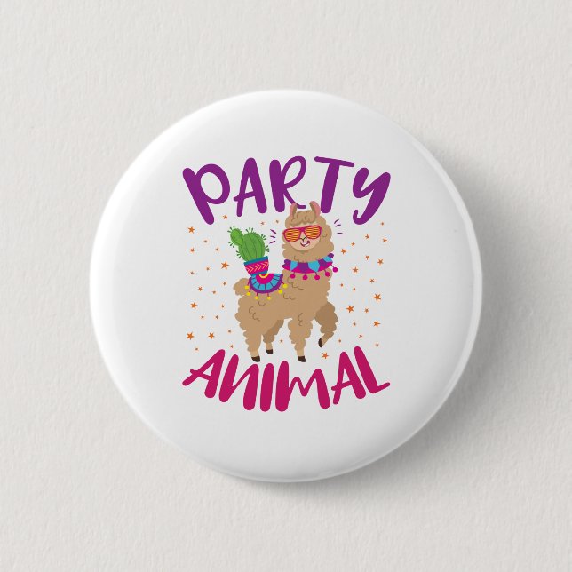 Party Animal Llama Bachelorette Birthday Button (Front)