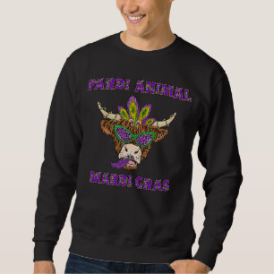 PARTY ANIMAL Mardi Gras 2023 Festival Drinking Cow Sweatshirt