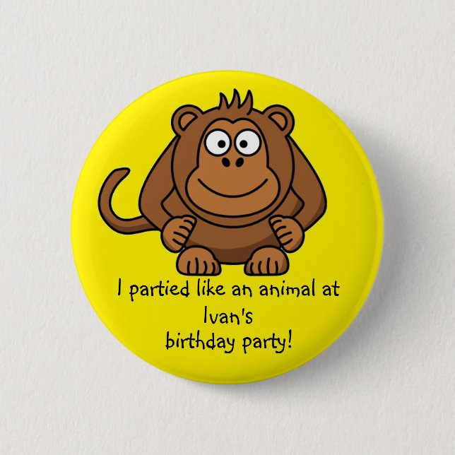 Party Animal Monkey Button Favors Party Souvenirs (Front)