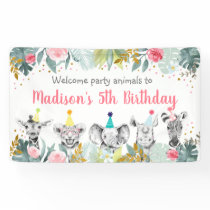 Party Animal Pink Gold Safari Birthday Banner