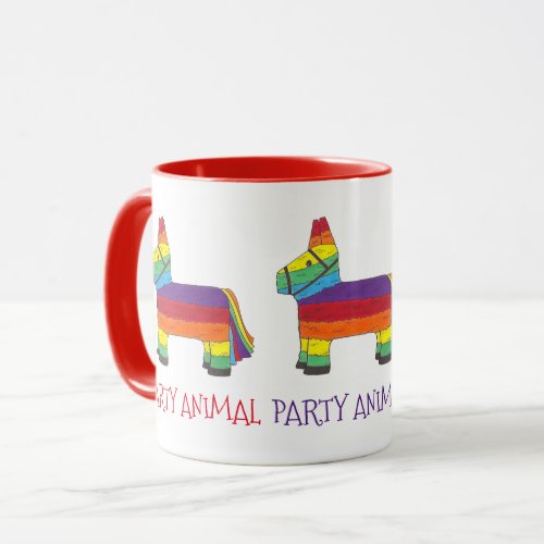 PARTY ANIMAL Rainbow Donkey Piata Birthday Fiesta Mug