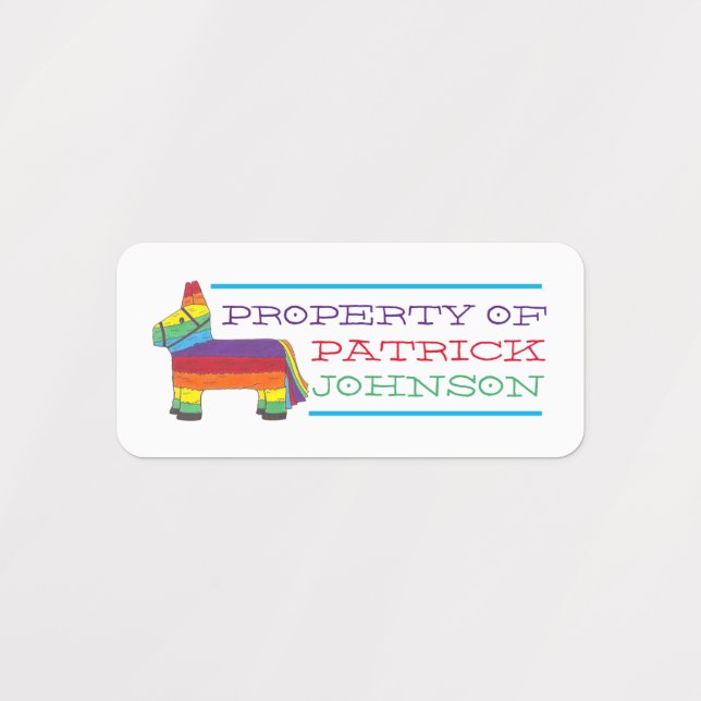 Party Animal Rainbow Donkey Piñata Fiesta Kids' Labels (Design 1)
