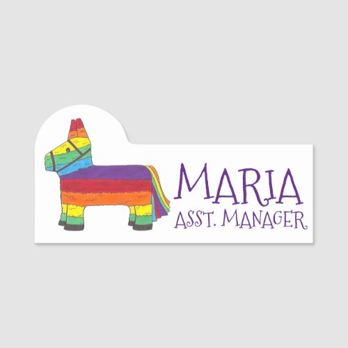 Party Animal Rainbow Donkey Piata Fiesta Name Tag