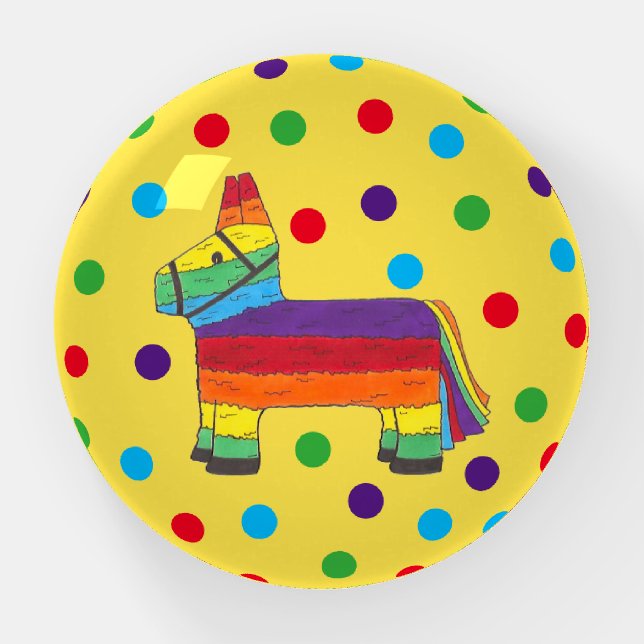 Party Animal Rainbow Donkey Piñata Fiesta Paperweight (Front)