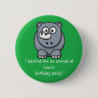 Party Animal Rhino Button Party Favor Souvenir