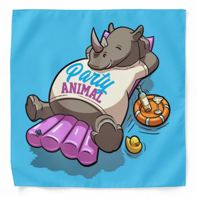 Party Animal Rhino Inflatable Mattress Cartoon Bandana (Front)