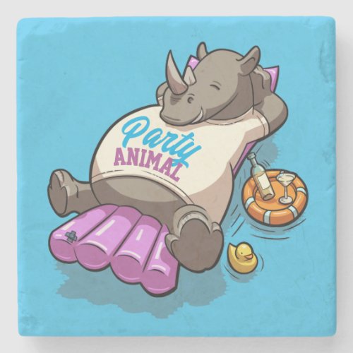 Party Animal Rhino Inflatable Mattress Cartoon Stone Coaster