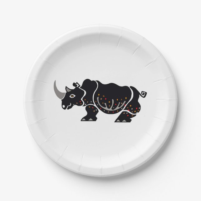 Party animal - RHINOCEROS  Conservation - Paper Plates (Front)