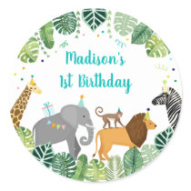 Party Animal Safari Birthday Classic Round Sticker