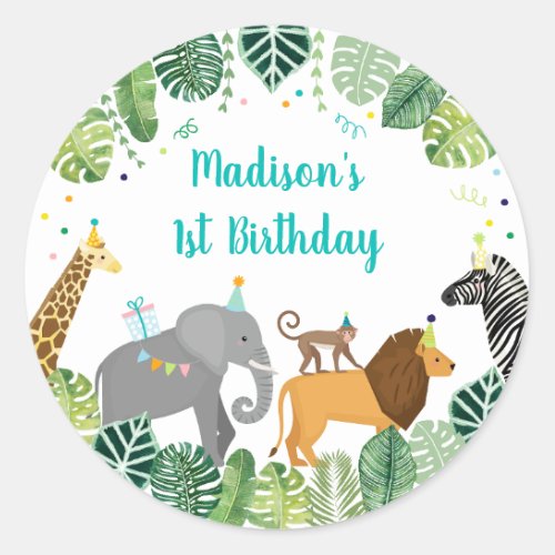 Party Animal Safari Birthday Classic Round Sticker