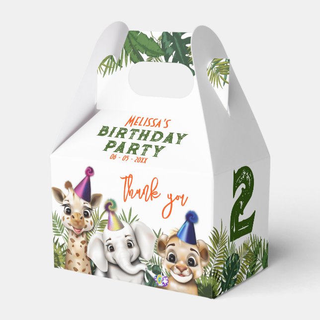 Party Animal Safari Birthday Favor Boxes (Front Side)