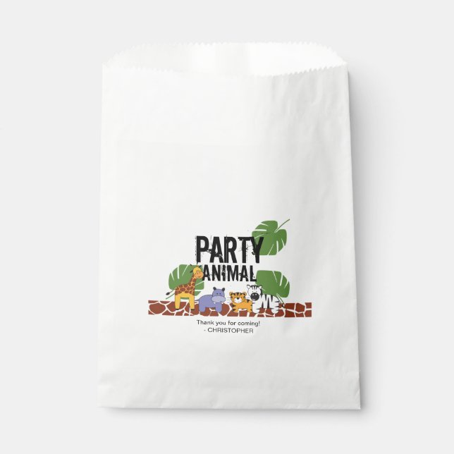 Party Animal Safari themed birthday Green Favor Bag (Front)
