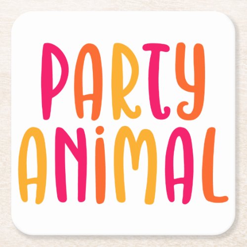 Party Animal Square Paper Coaster