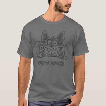 Party Animal T-shirt Grinning Cat Sharp Teeth by EDDESIGNS at Zazzle