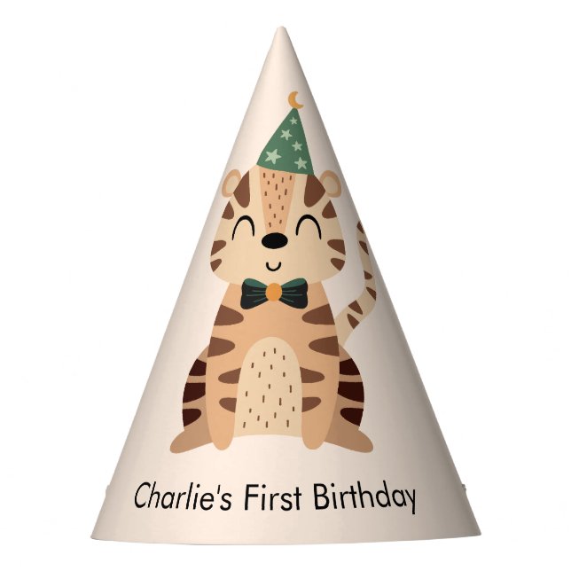 Party Animal Tiger, Birthday Hat (Front)